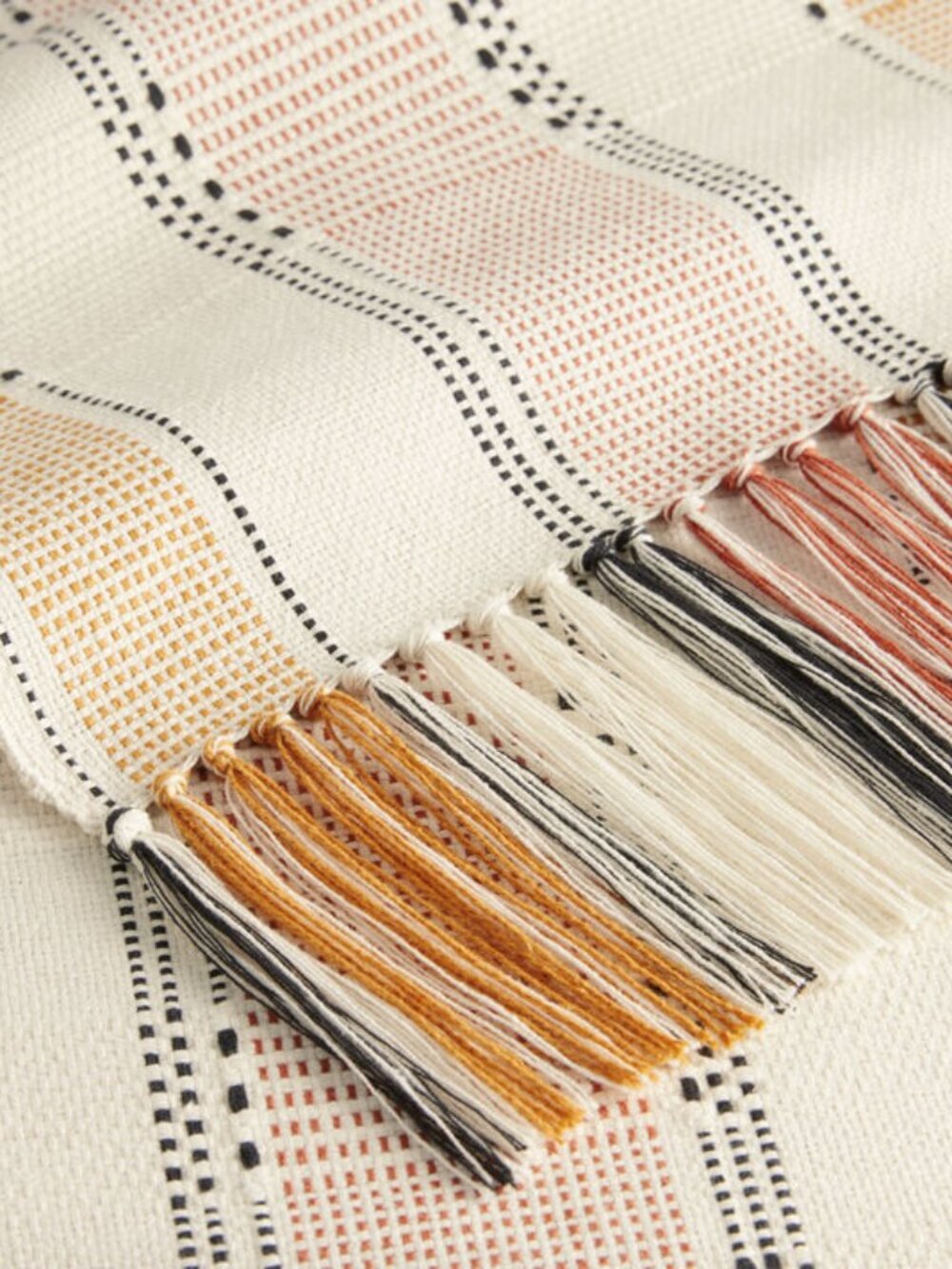 World Market Orange And Tan Jute Stripe Table Runner 13"W x 72"L